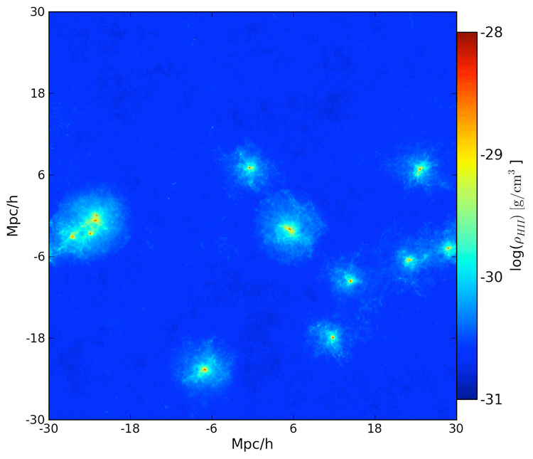 A snapshot of the early Universe from a simulation run with the Enzo code
